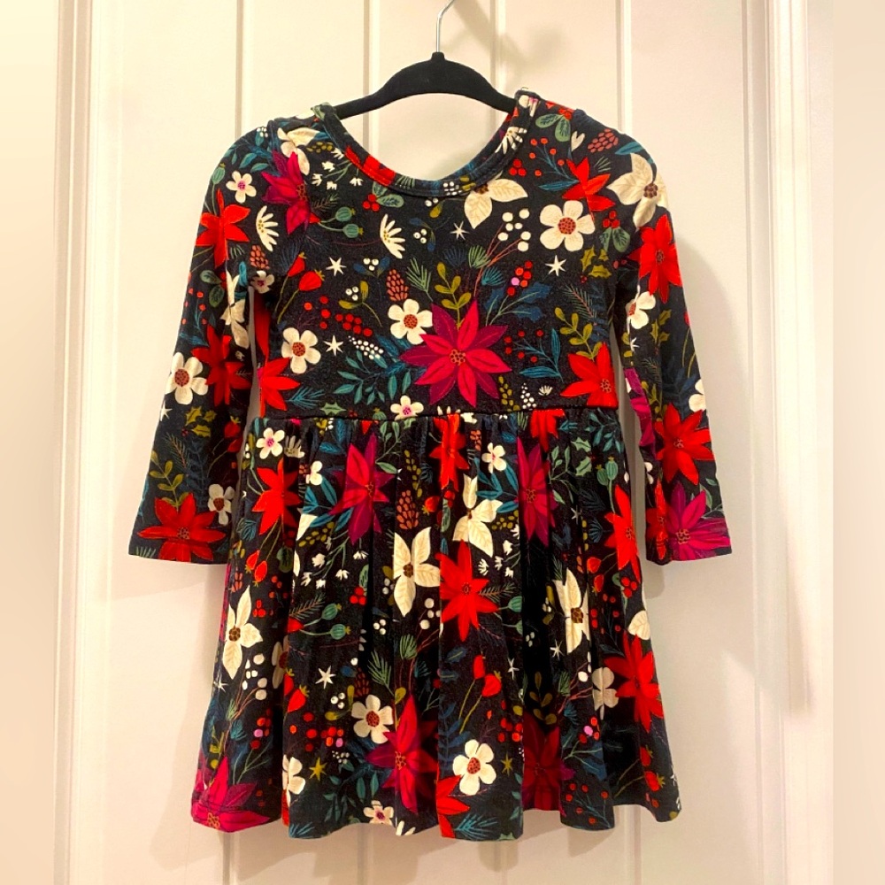 Little Sleepies poinsettia bamboo bodysuit dress 12-18